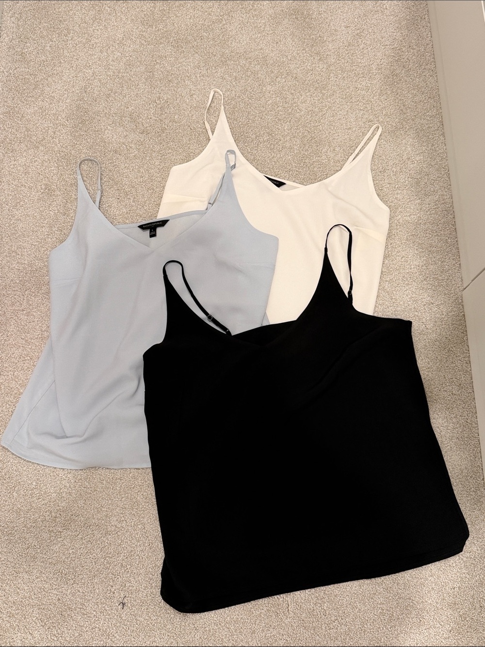Banana Republic Factory 3-Pack V-Neck Camisoles - Black, White, Light Blue